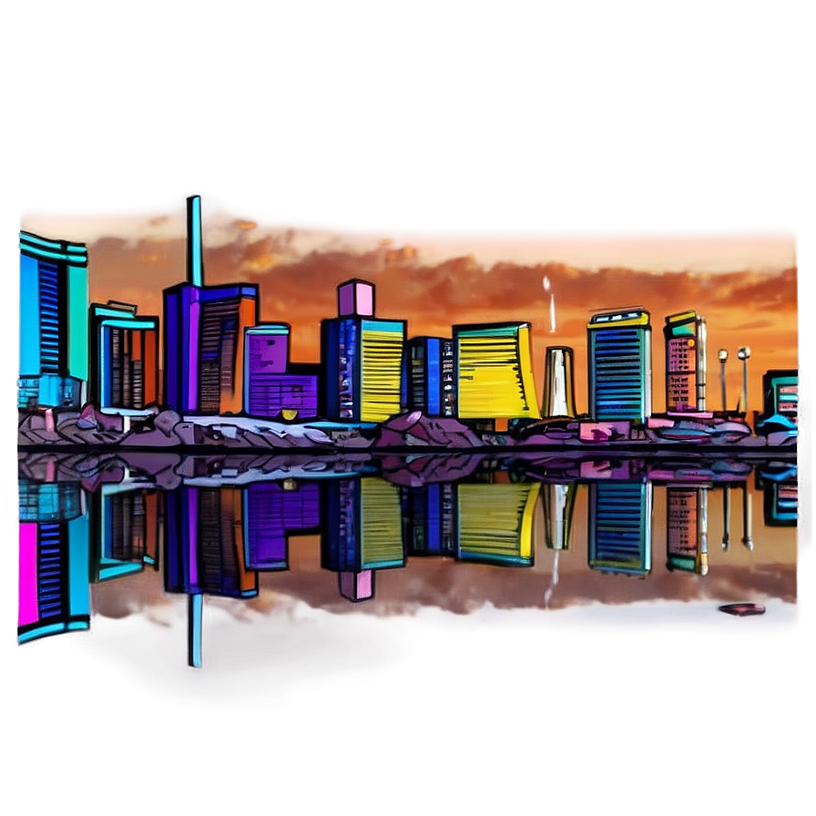 Sunset Las Vegas Skyline Png Edc23 PNG Image