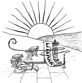 Sunset Literary Surrealism Sketch PNG Image