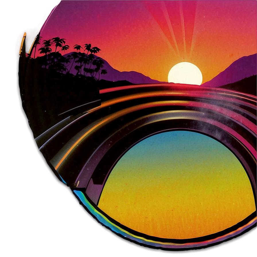 Sunset Retro Vinyl Cover Png Yjf PNG Image