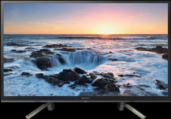 Sunset Seascapeon T V Display PNG Image