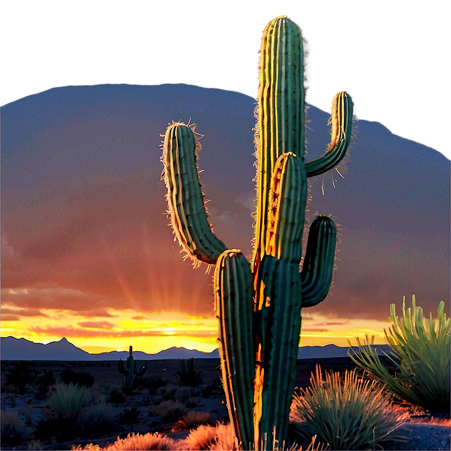 Sunset With Cactus Png 05212024 PNG Image