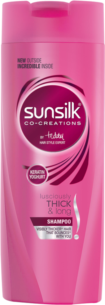 Sunsilk Co Creations Thick Long Shampoo Bottle PNG Image