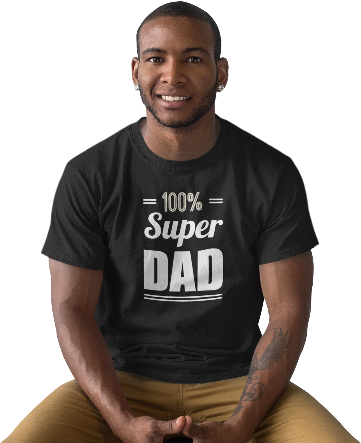 Super Dad T Shirt Man Sitting Smiling PNG Image