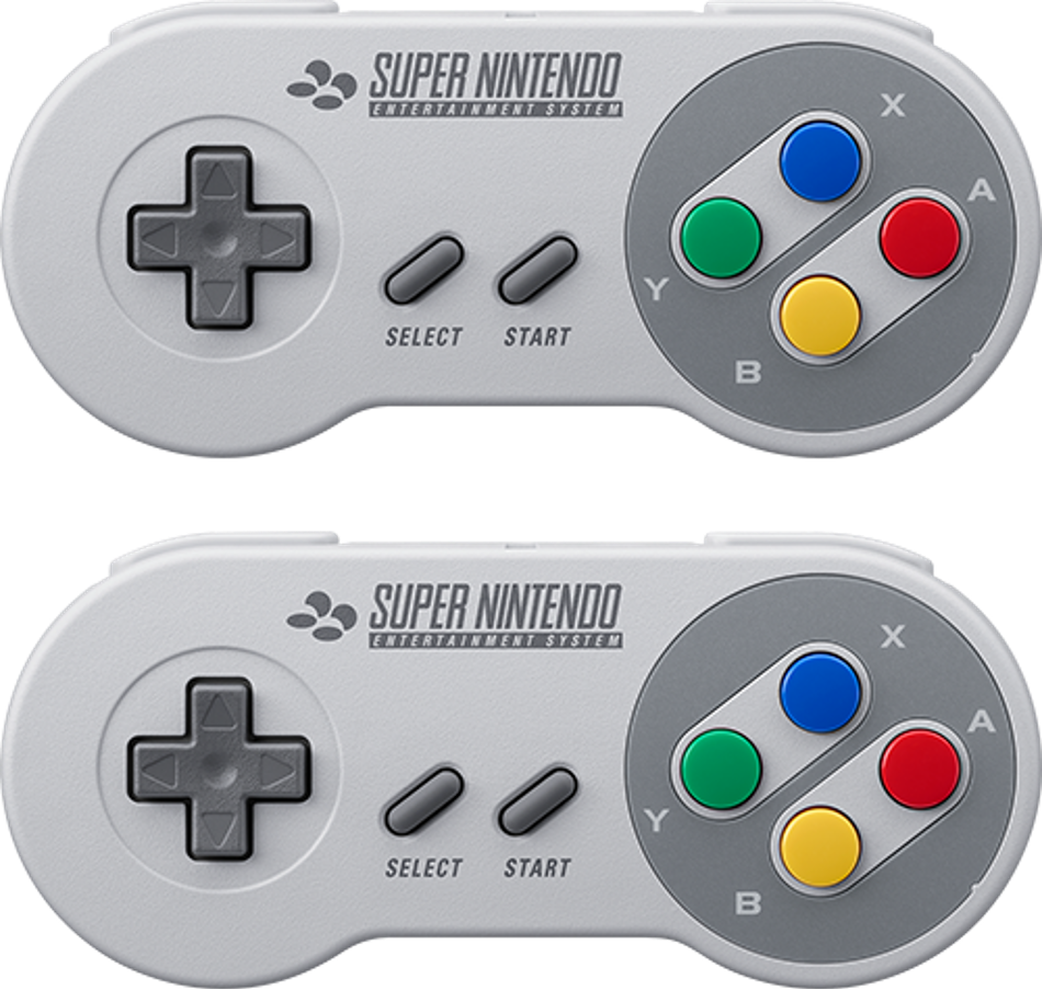 Super Nintendo Controllers Top View PNG Image