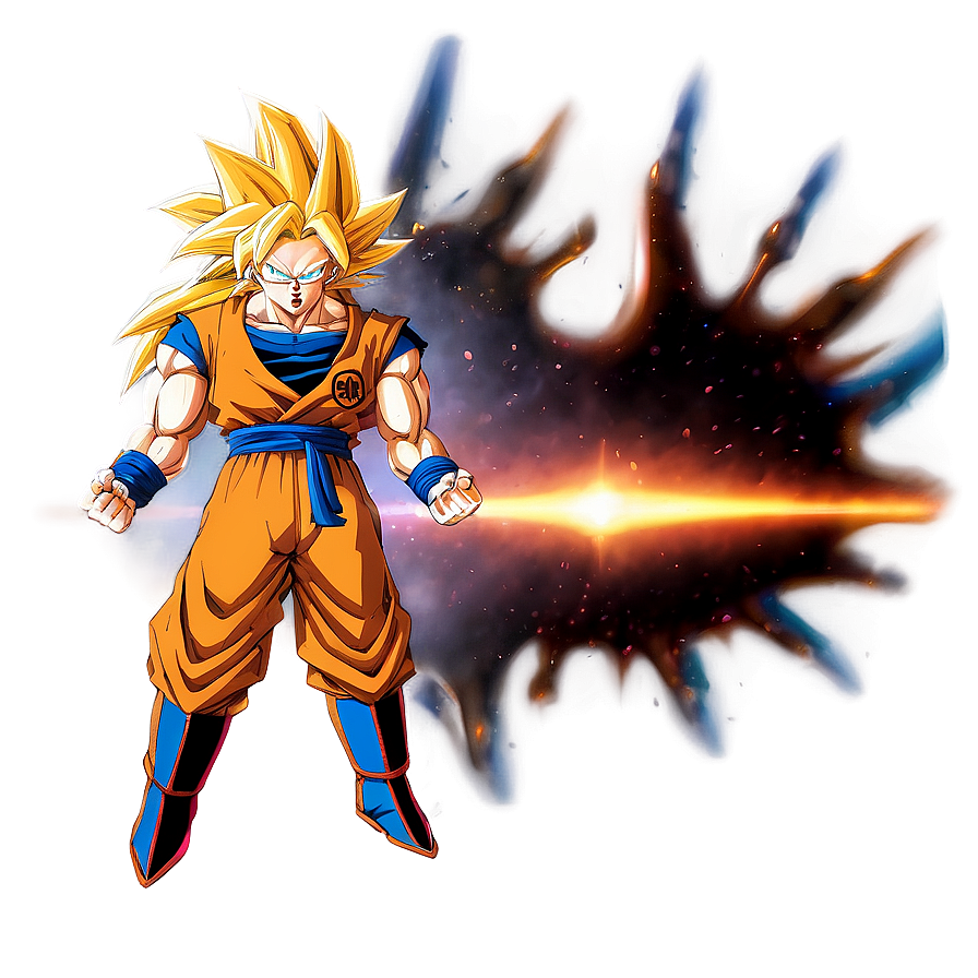 Super Saiyan 3 Goku's Energy Explosion Png Aew18 PNG Image