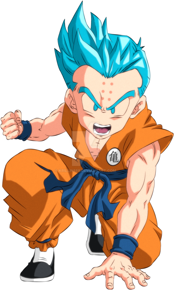 Super Saiyan Blue Krillin Fan Art PNG Image