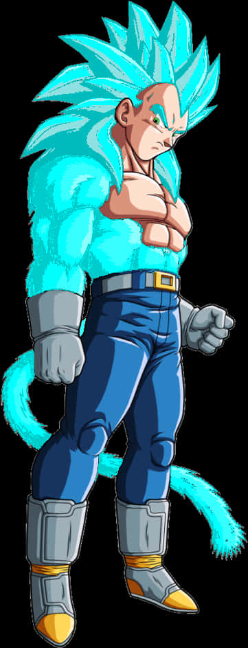 Super Saiyan Blue Vegeta Stance PNG Image