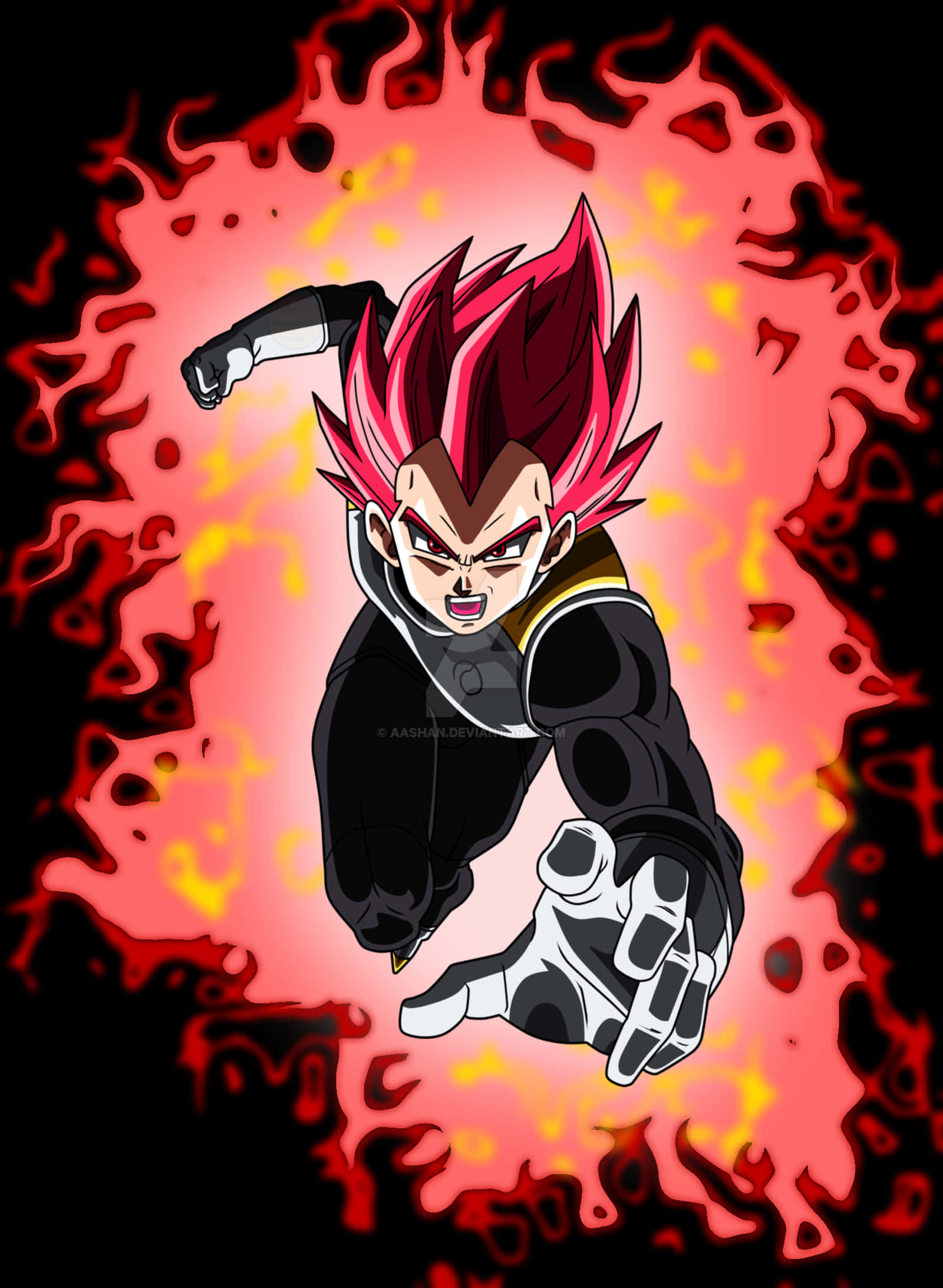 Super Saiyan God Vegeta Fierce Battle Stance PNG Image