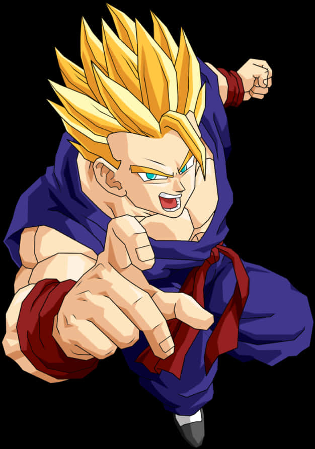 Super Saiyan Gohan Action Pose PNG Image