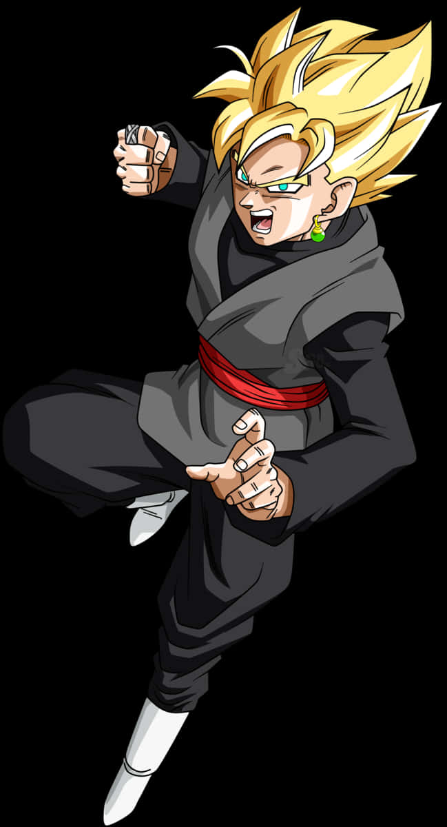 Super Saiyan Goku Black Action Pose PNG Image