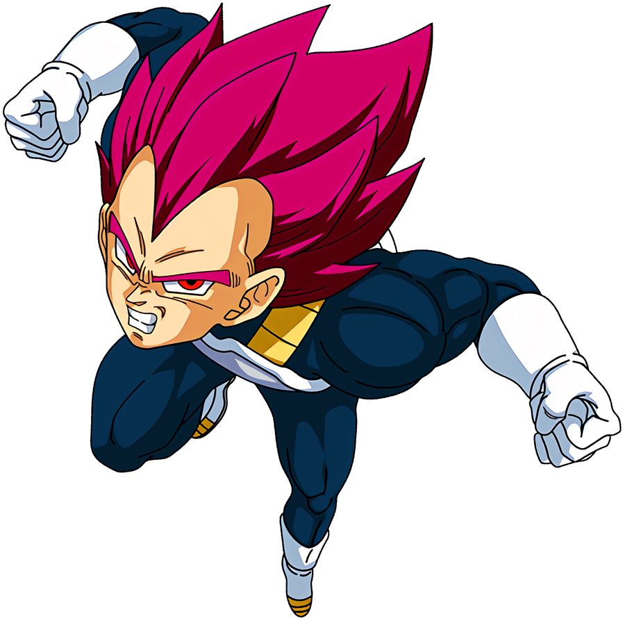 Super Saiyan Vegeta Flying Action Pose PNG Image