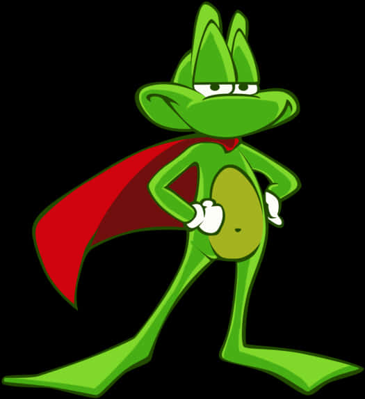 Superhero Frog Cartoon Character PNG Image