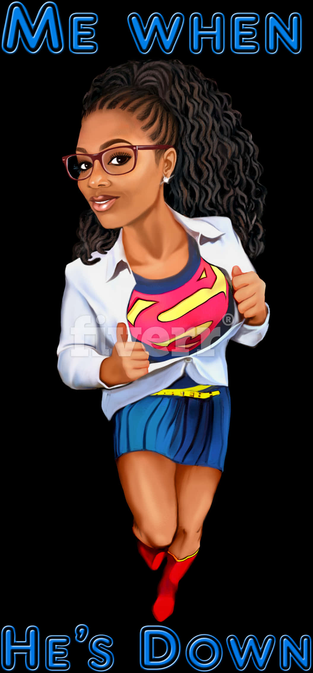 Superhero Reveal Caricature PNG Image