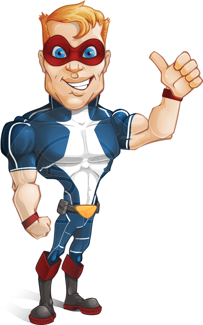 Superhero Thumbs Up Cartoon PNG Image