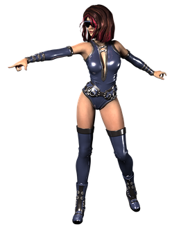 Superheroinein Action Pose PNG Image