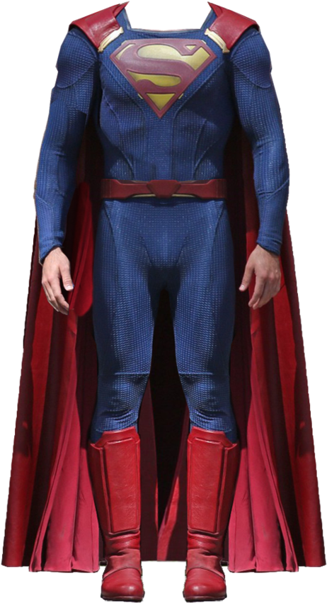 Superman Costume Standing Pose PNG Image