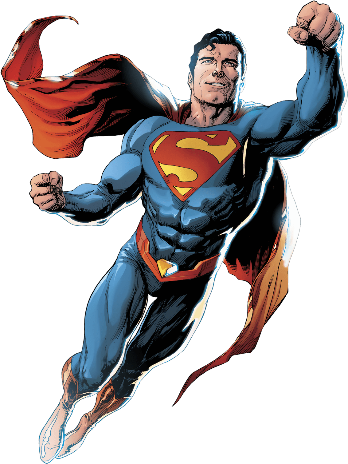 Superman Flying Heroic Pose PNG Image