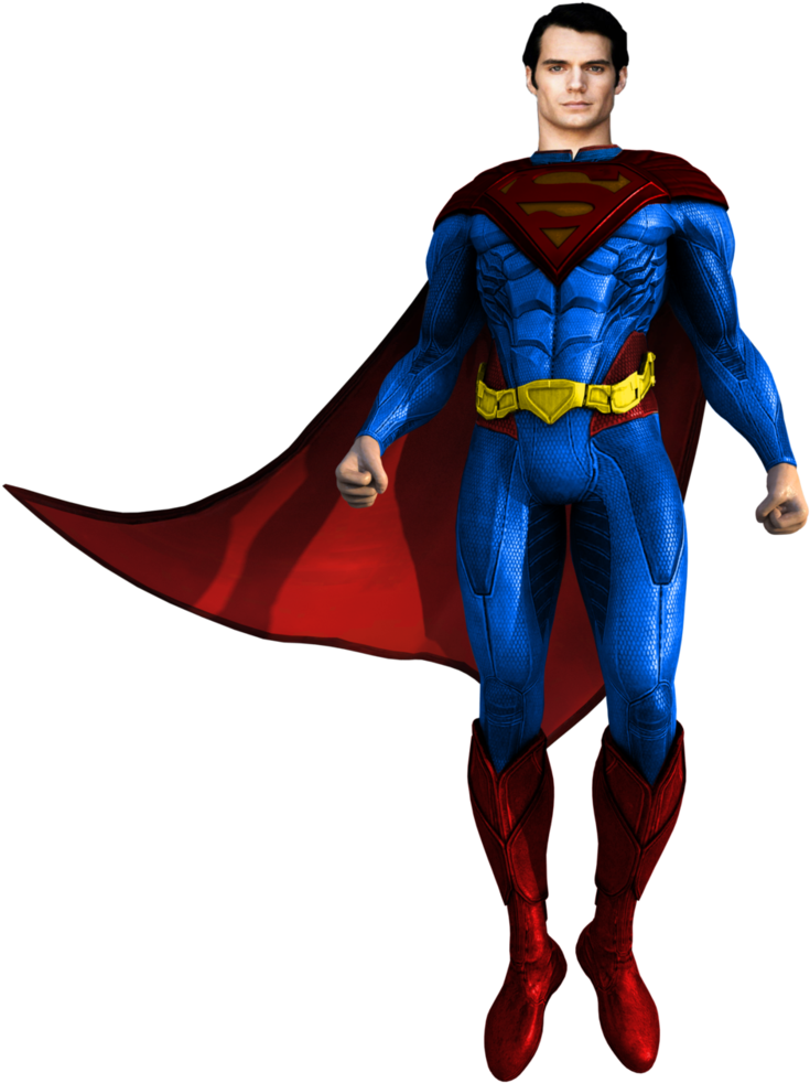 Superman Full Body Costume Pose PNG Image