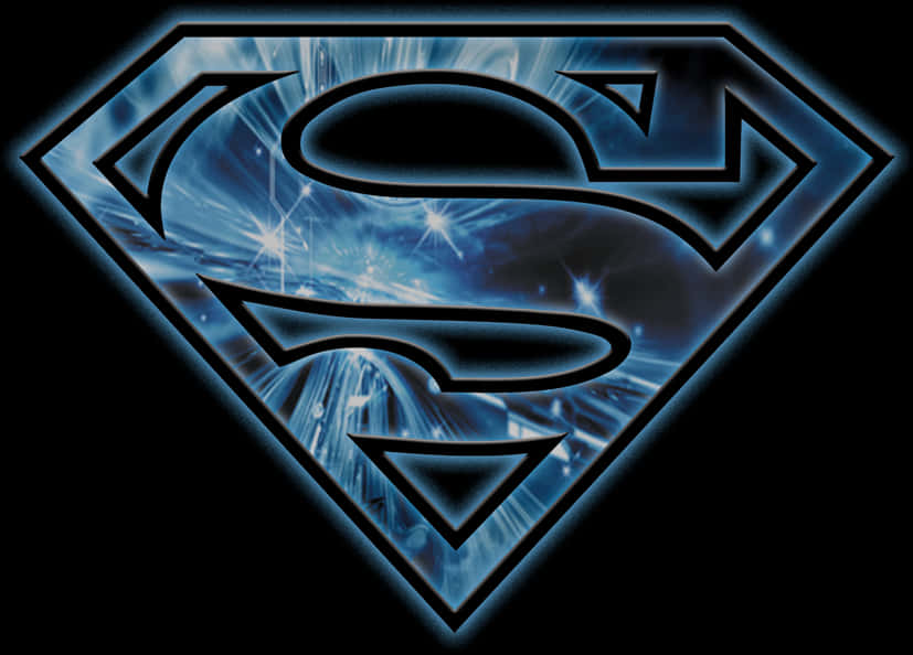 Superman Logo Blue Energy Background PNG Image