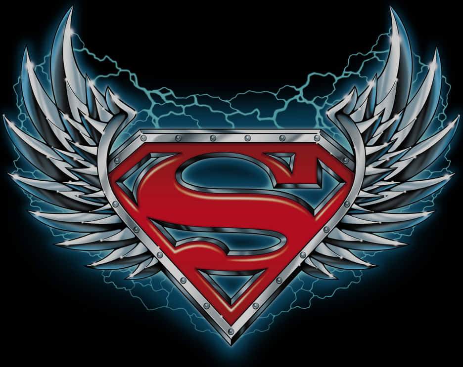 Superman Logowith Wingsand Lightning PNG Image