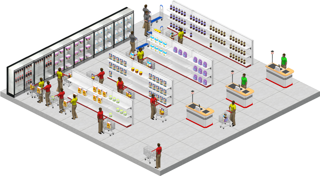 Supermarket Isometric View PNG Image