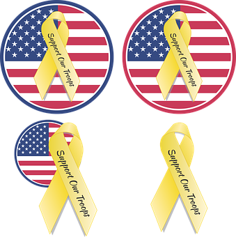 Support Our Troops Ribbon Designs PNG Image