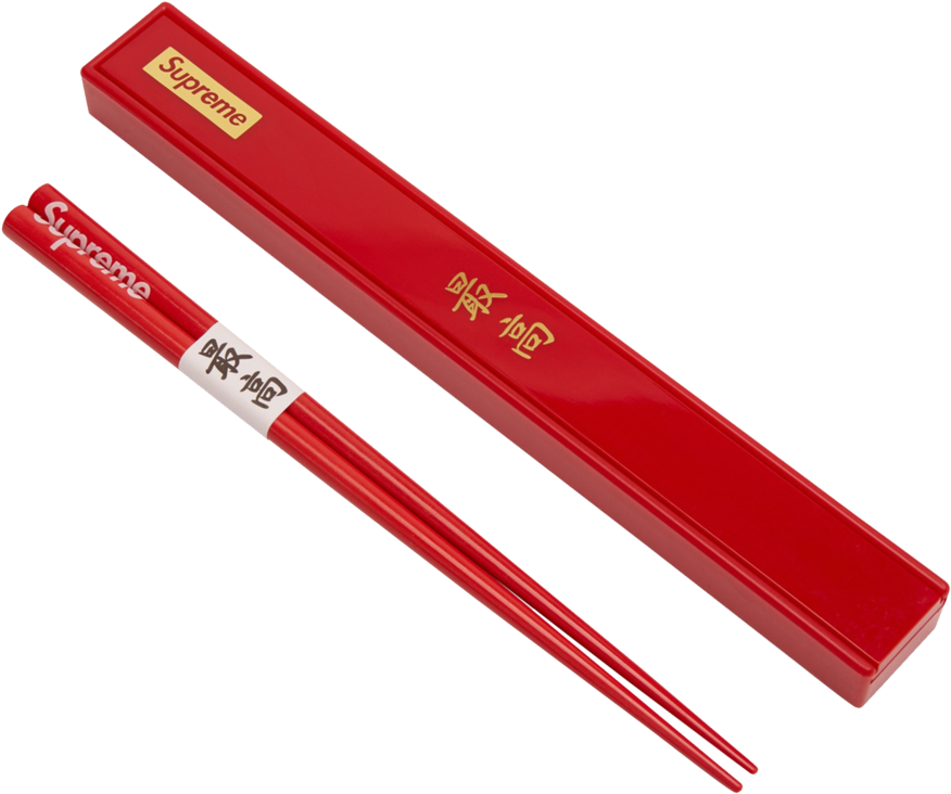 Supreme Branded Red Chopsticks PNG Image