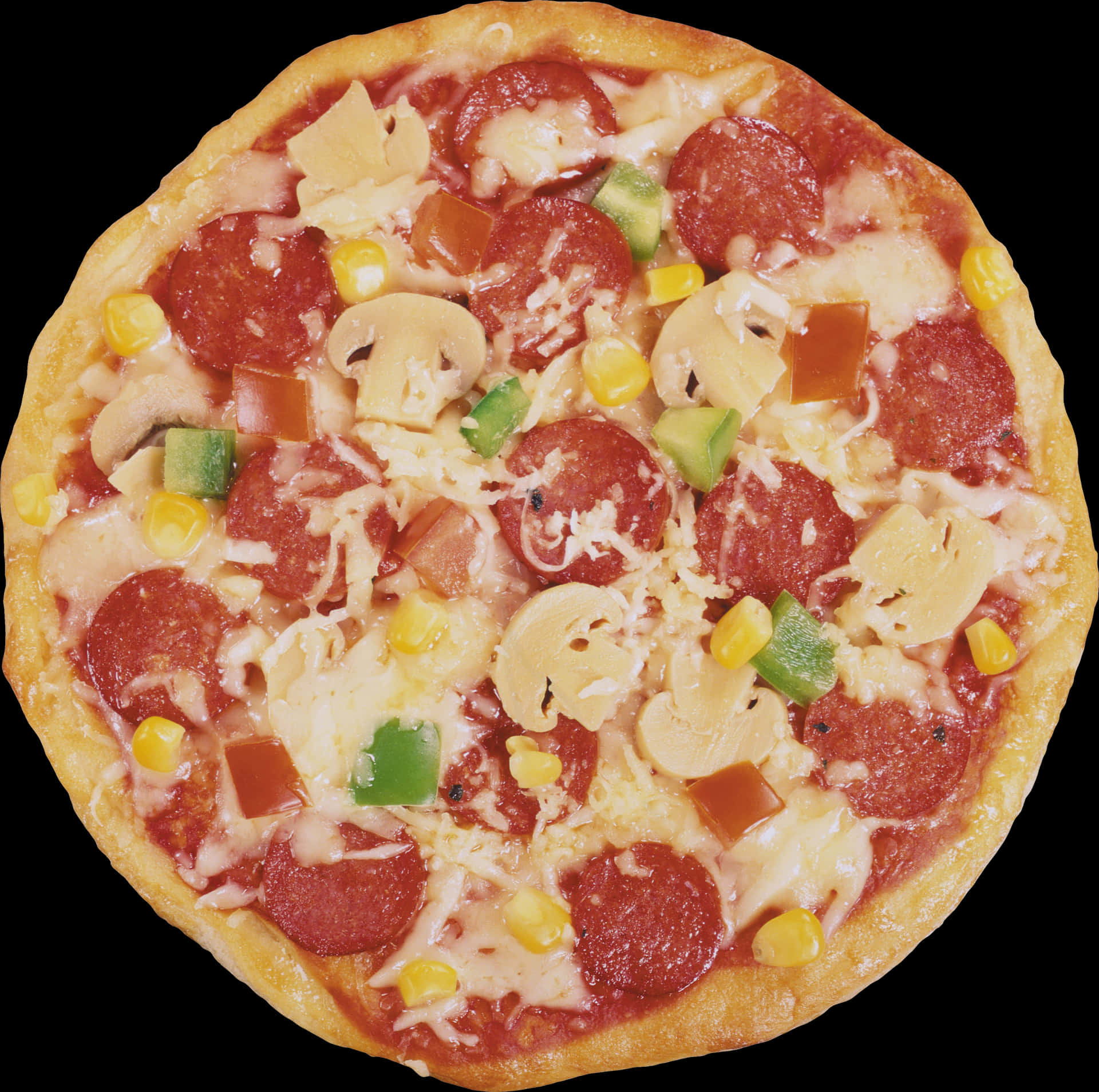 Supreme Pepperoni Mushroom Veggie Pizza PNG Image