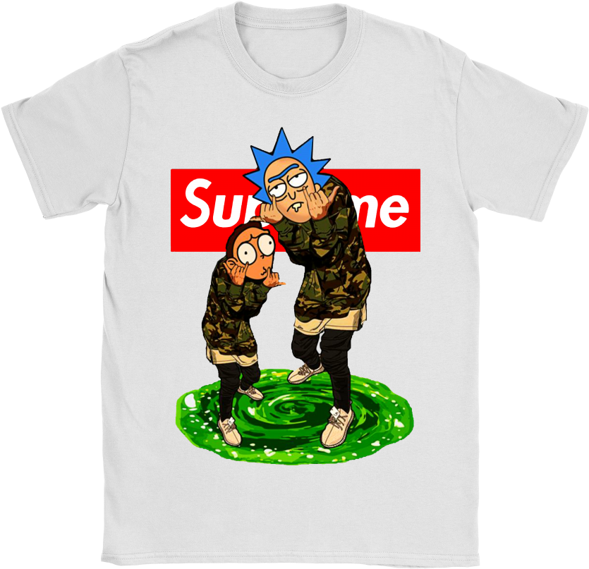 Supreme Rickand Morty T Shirt Design PNG Image