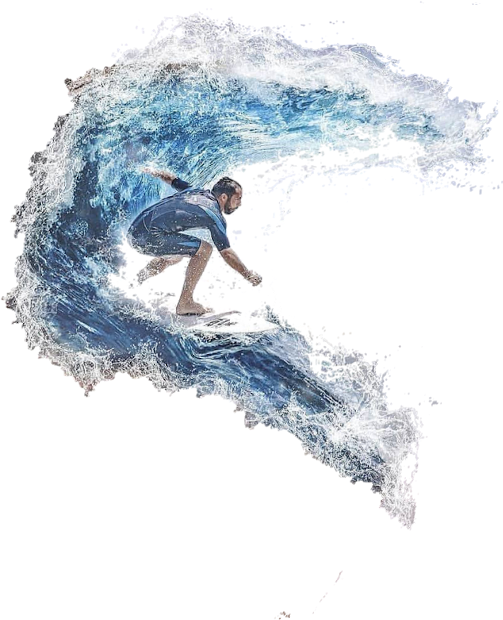 Surfer Riding Wave Artistic Representation PNG Image