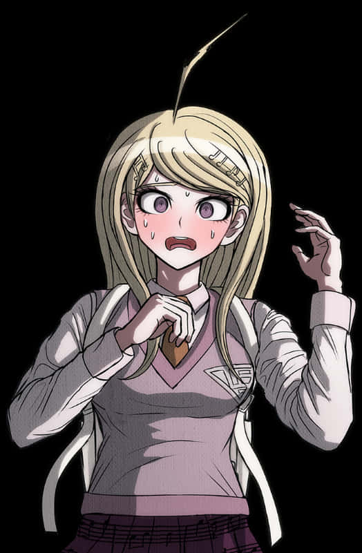 Surprised Anime Girl With Blush PNG Image