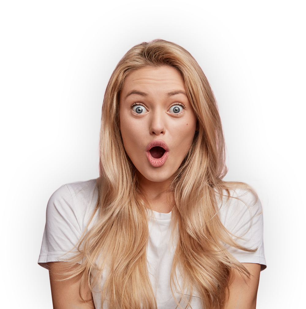 Surprised Blonde Woman Expression PNG Image