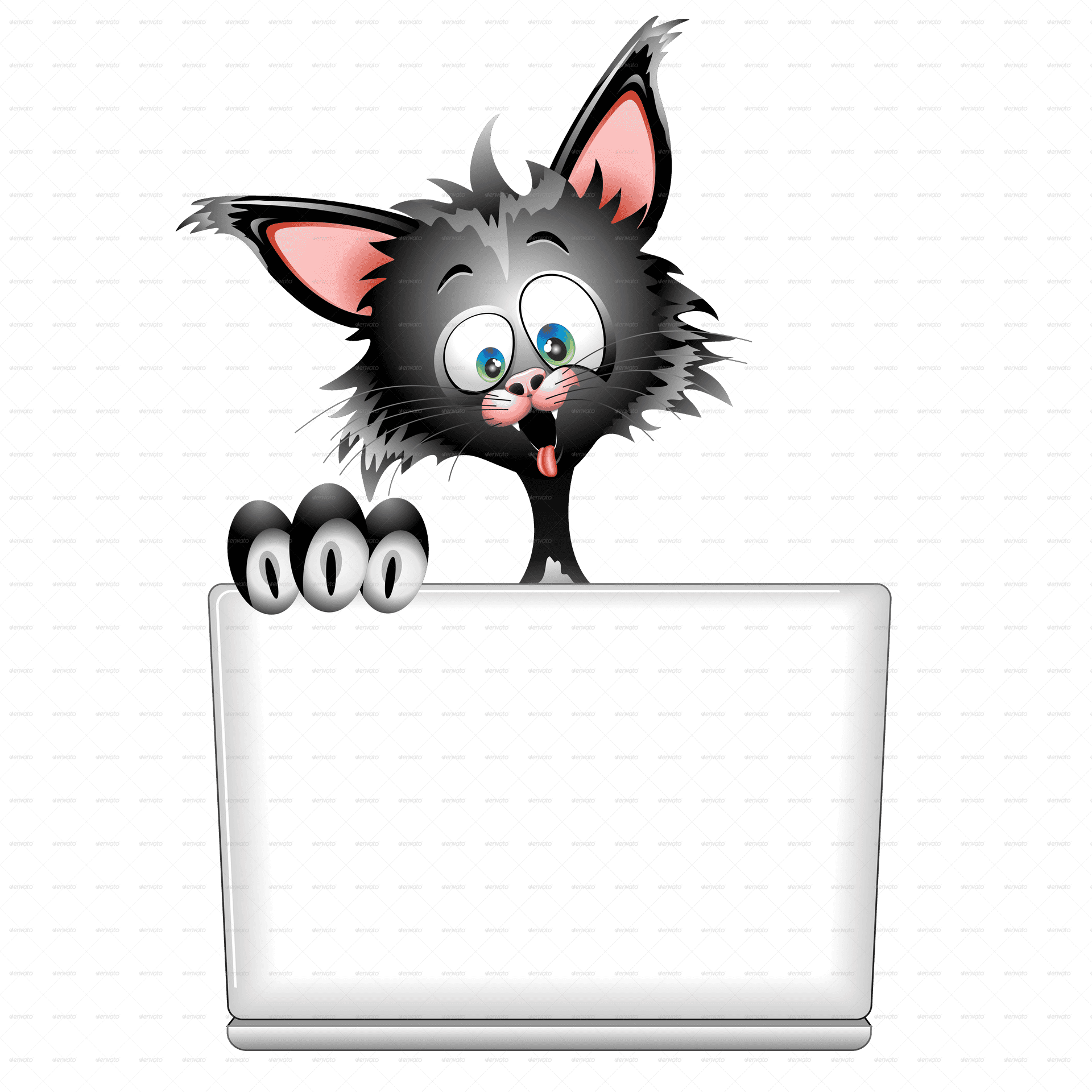 Surprised Cartoon Cat Peeking PNG Image