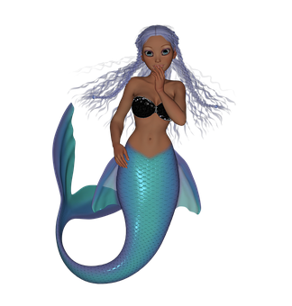 Surprised Mermaid Character PNG Image