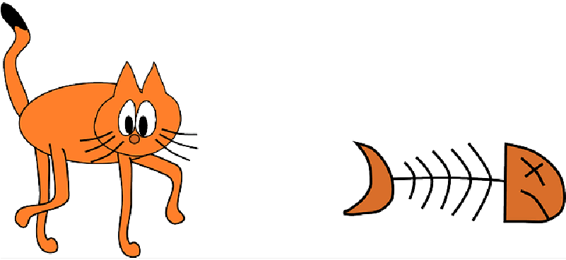 Surprised Orange Cat Fishbone PNG Image