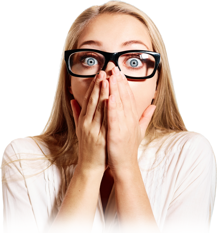 Surprised Woman Covering Mouth With Hands PNG Image