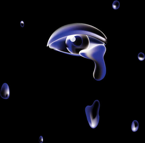 Surreal Blue Eye Tears PNG Image