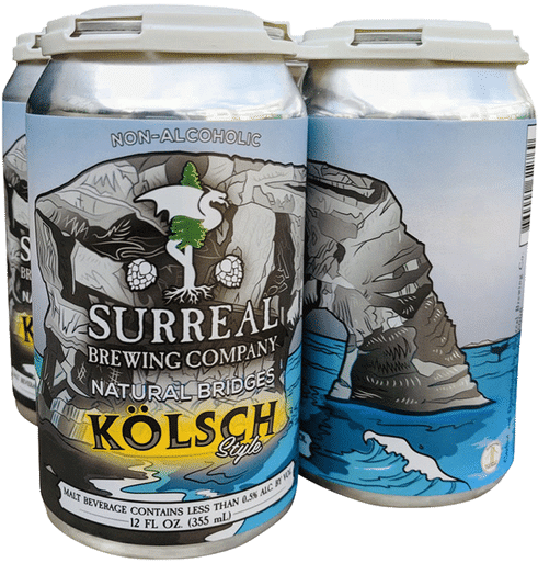 Surreal Brewing Non Alcoholic Kolsch Beer Cans PNG Image