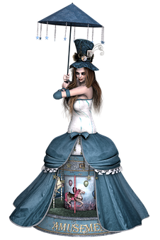 Surreal Carousel Dress Girl PNG Image