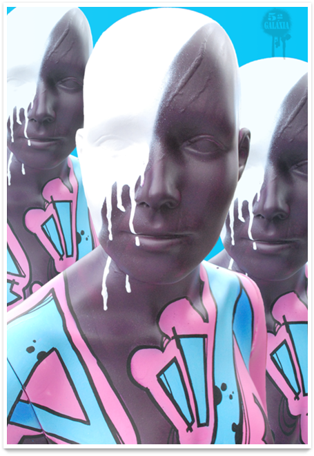 Surreal Melting Faces Artwork PNG Image