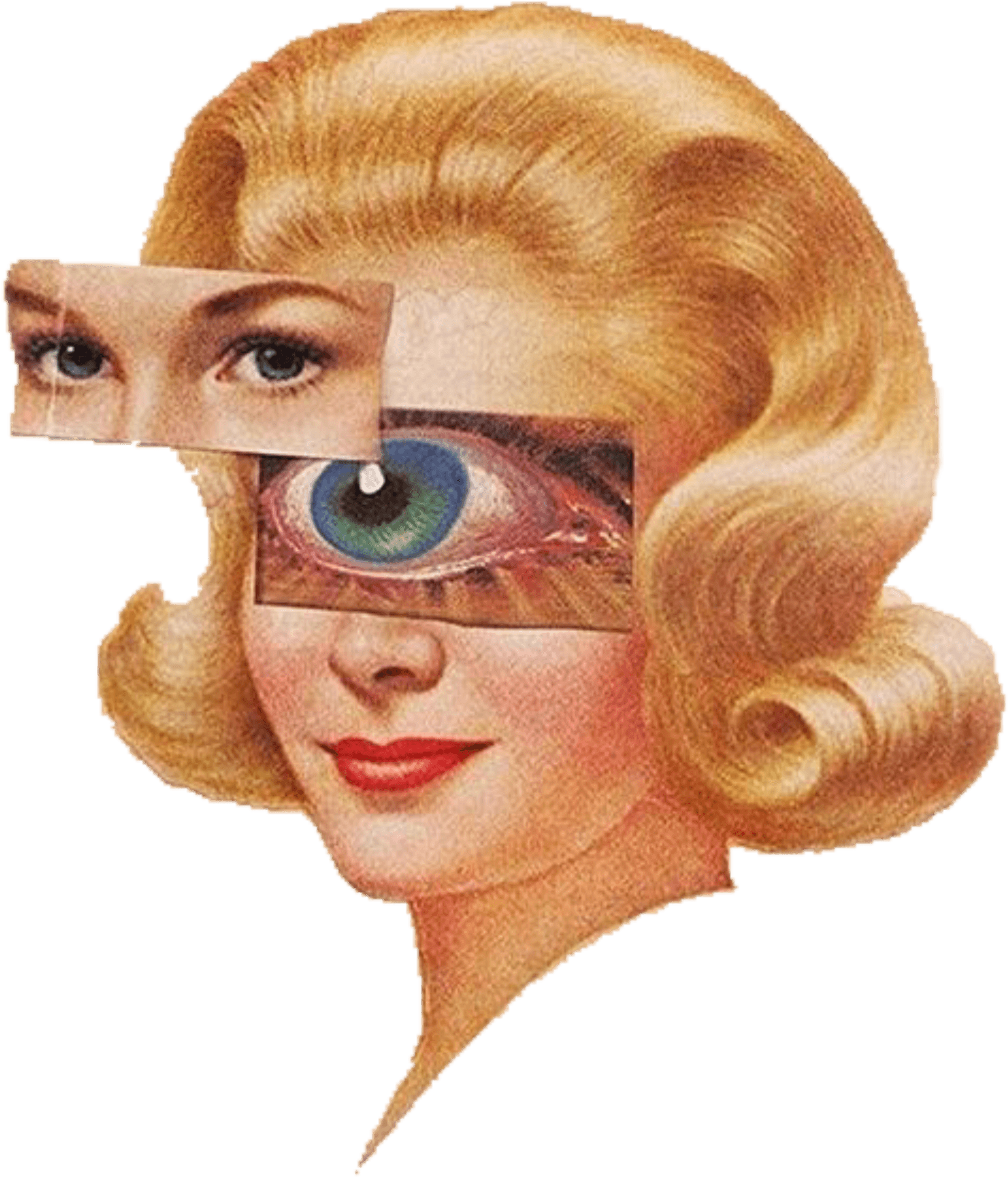 Surreal Vintage Eye Collage PNG Image