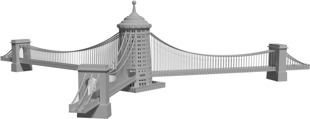 Suspension Bridge3 D Model PNG Image