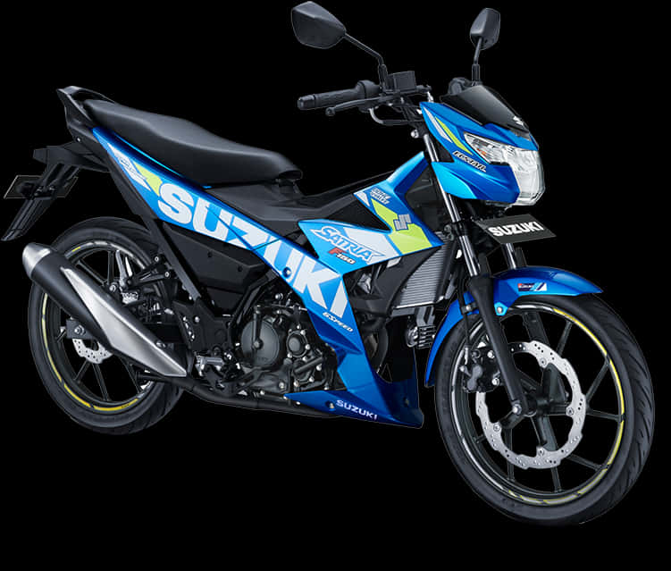 Suzuki Motorcycle Blue Black Design PNG Image