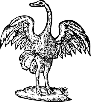 Swan Silhouette Spread Wings PNG Image