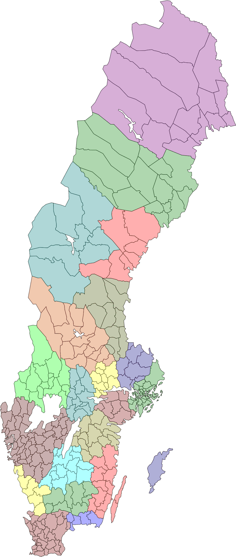 Sweden Administrative Divisions Map PNG Image