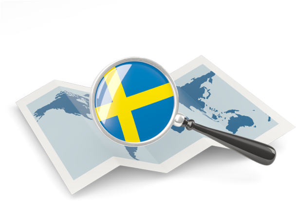 Sweden Flag Magnifying Glass Map PNG Image