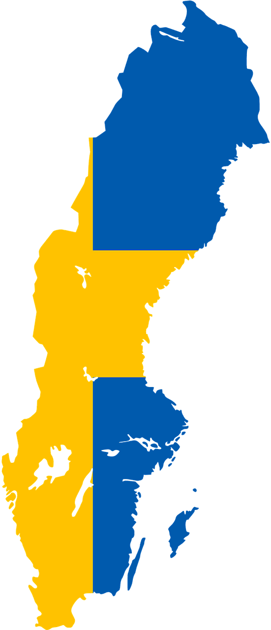 Sweden Map Outlinedin National Colors PNG Image