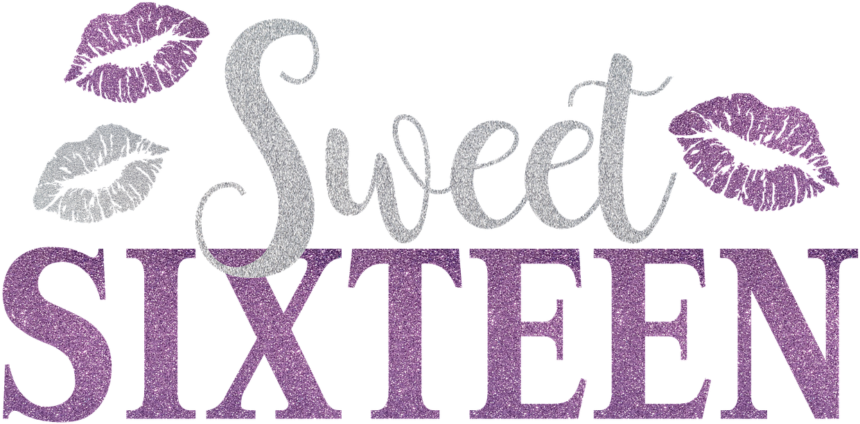 Sweet Sixteen Glitter Text PNG Image