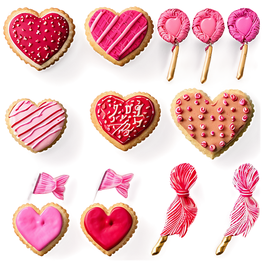 Sweet Valentine's Day Heart Cookies Png Nol67 PNG Image