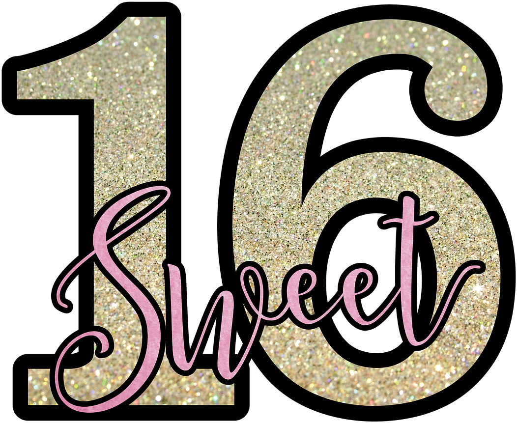 Sweet16 Glitter Text Graphic PNG Image